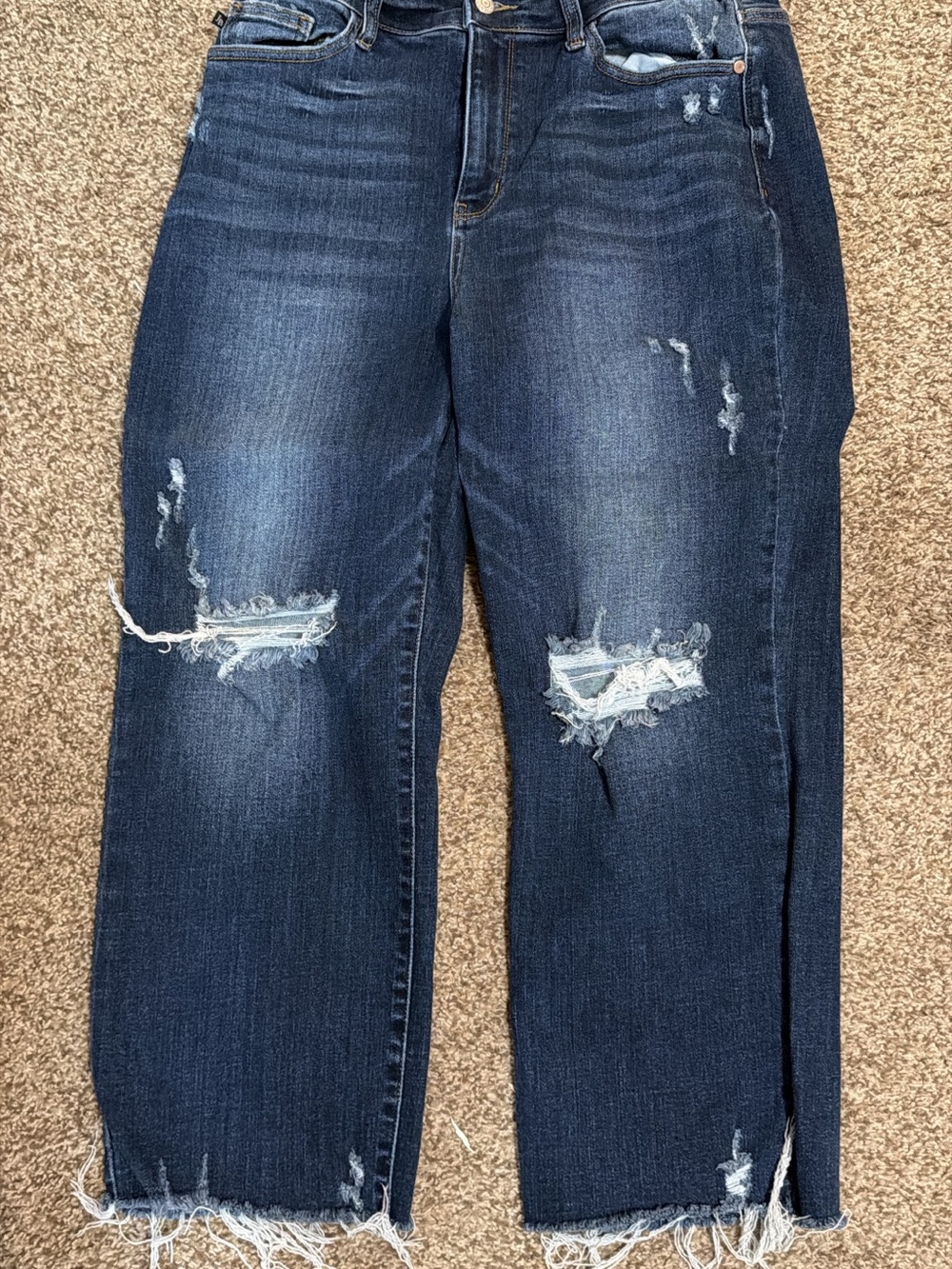 Judy Blue Distressed Dark Blue Cropped Jeans